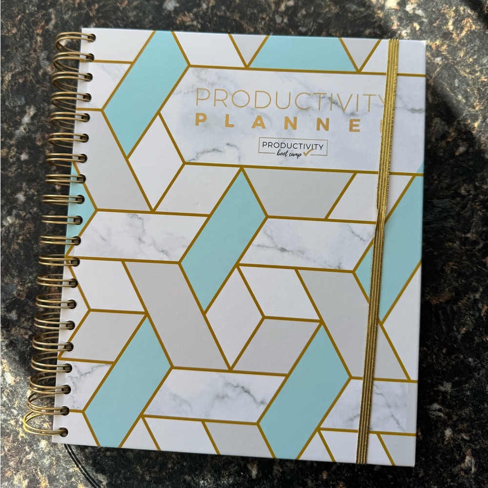 Geometric Productivity Planner with Gold Accents